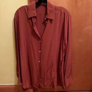 The Row Sisilia persimmon silk shirt